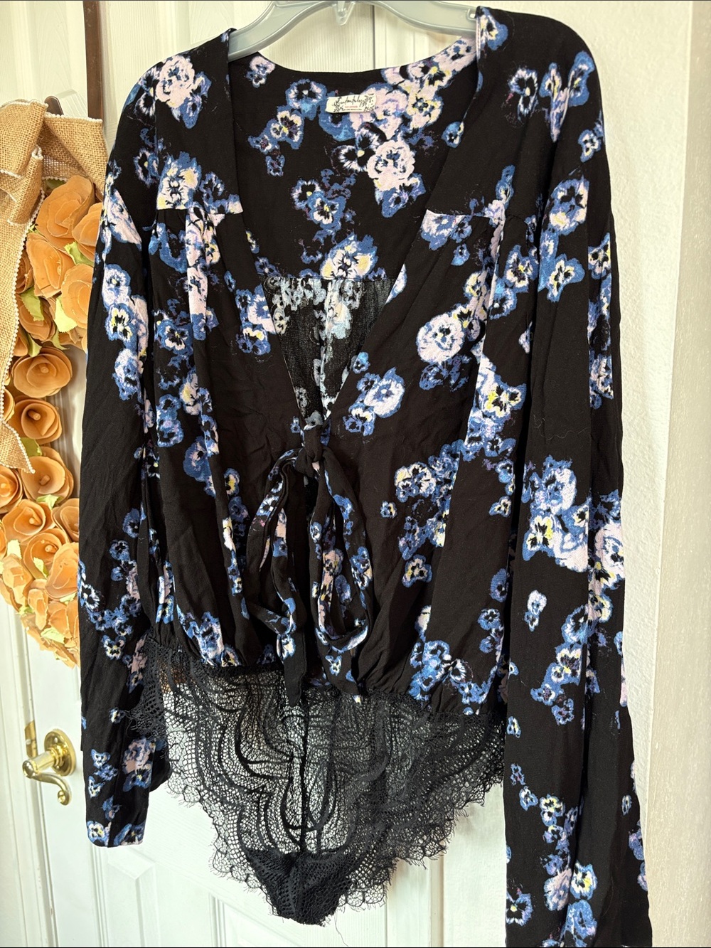 Free People Forties Feels Floral Lace Bodysuit S